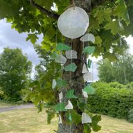 Recycled Glass & Copis Wind Chime - Green & White