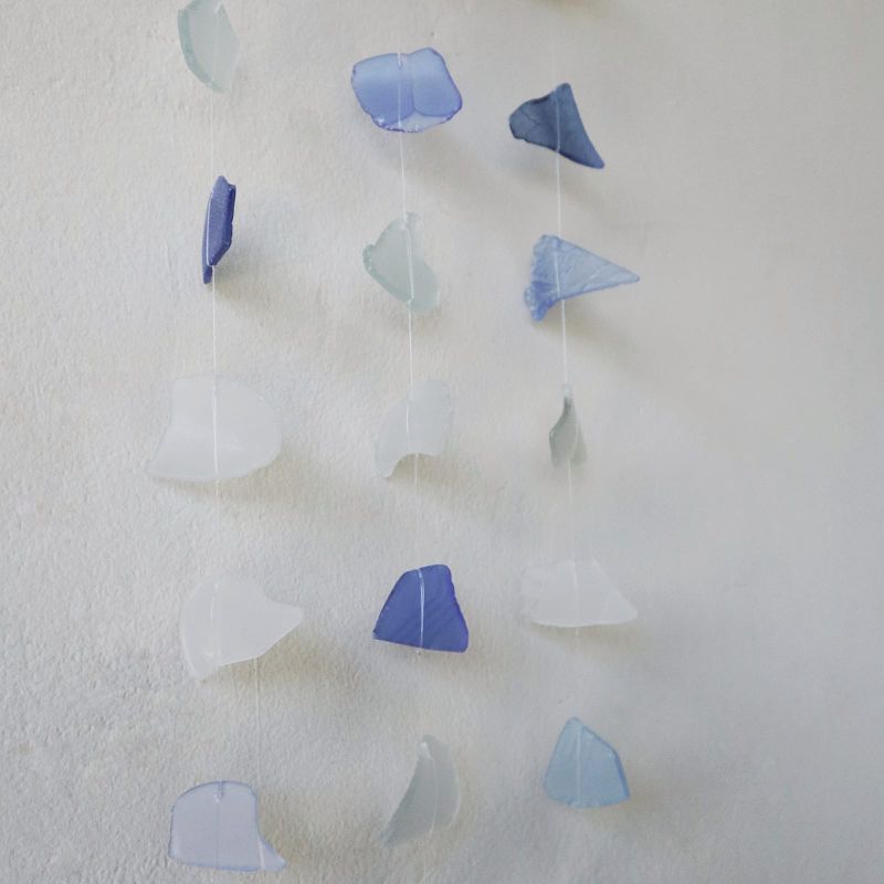 Recycled Glass Wind Chime - Blue & White