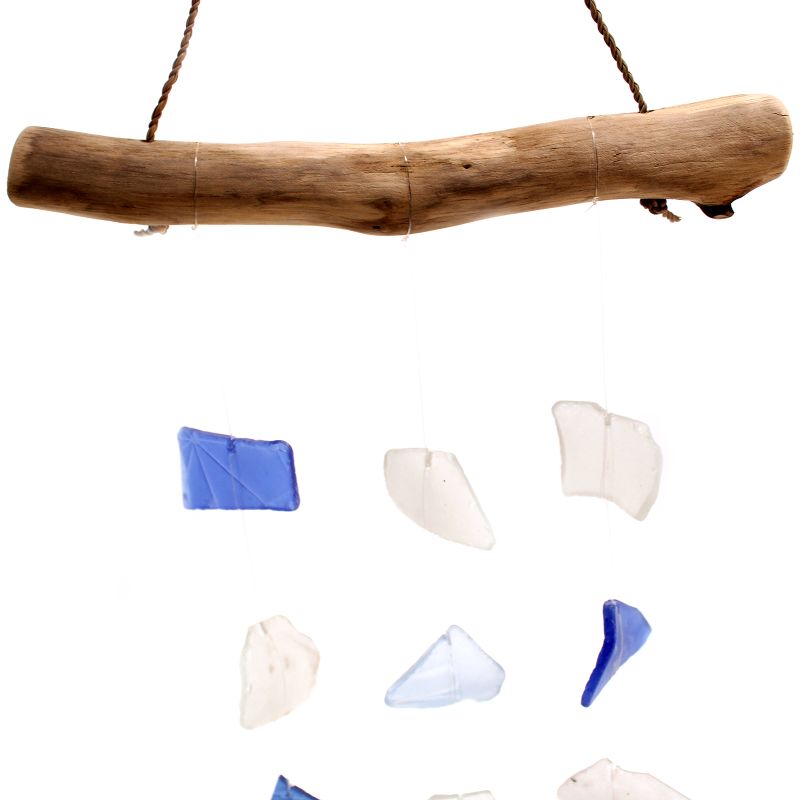 Recycled Glass Wind Chime - Blue & White