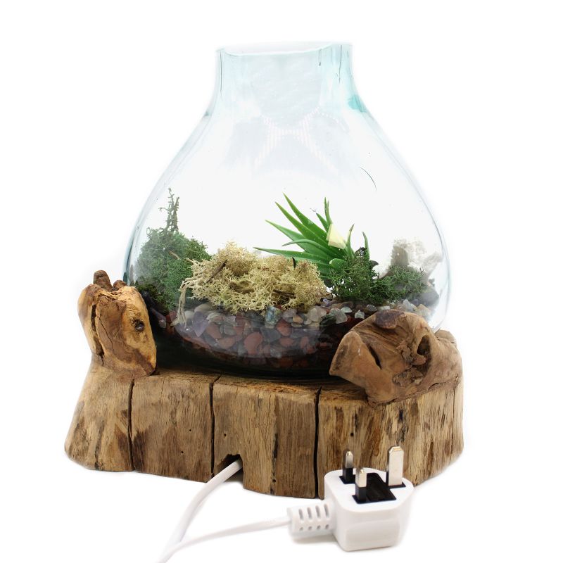 Molten Glass Large Fish Tank 3.7 litre (with light cavity)- 30cm (UK Plug)