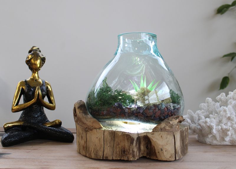 Molten Glass Large Fish Tank 3.7 litre (with light cavity)- 30cm (UK Plug)