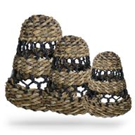 Set of 3 Sizes Natural Banana Leaf & Hitam Raffia Lamp Shades