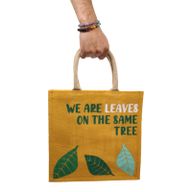 Printed Jute Bag - We are Waves - Grey, Blue and Natural
