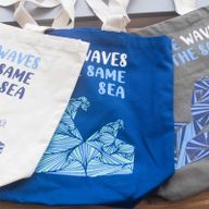 Printed Cotton Bag - We are Waves - Grey, Blue and Natural