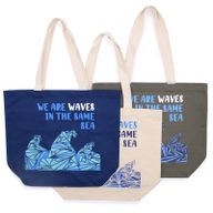 Printed Cotton Bag - We are Waves - Grey, Blue and Natural