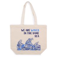 Printed Cotton Bag - We are Waves - Grey, Blue and Natural