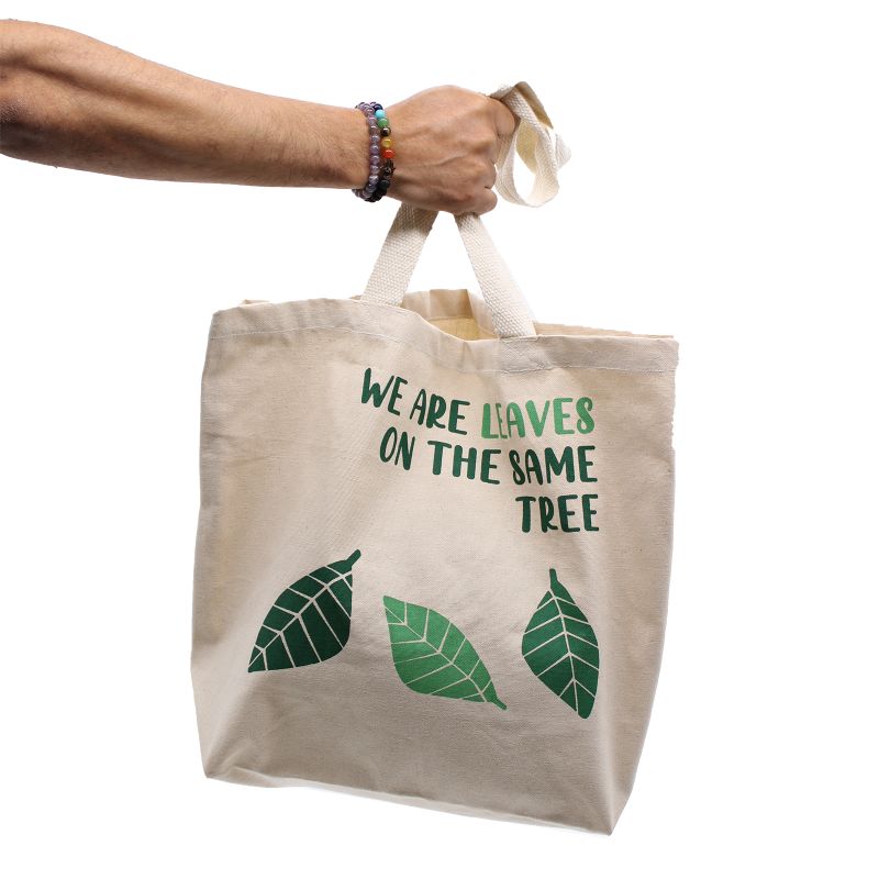 Printed Cotton Bag - We are Waves - Grey, Blue and Natural