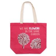 Printed Cotton Bag - We are Flowers - Olive, Pink and Natural