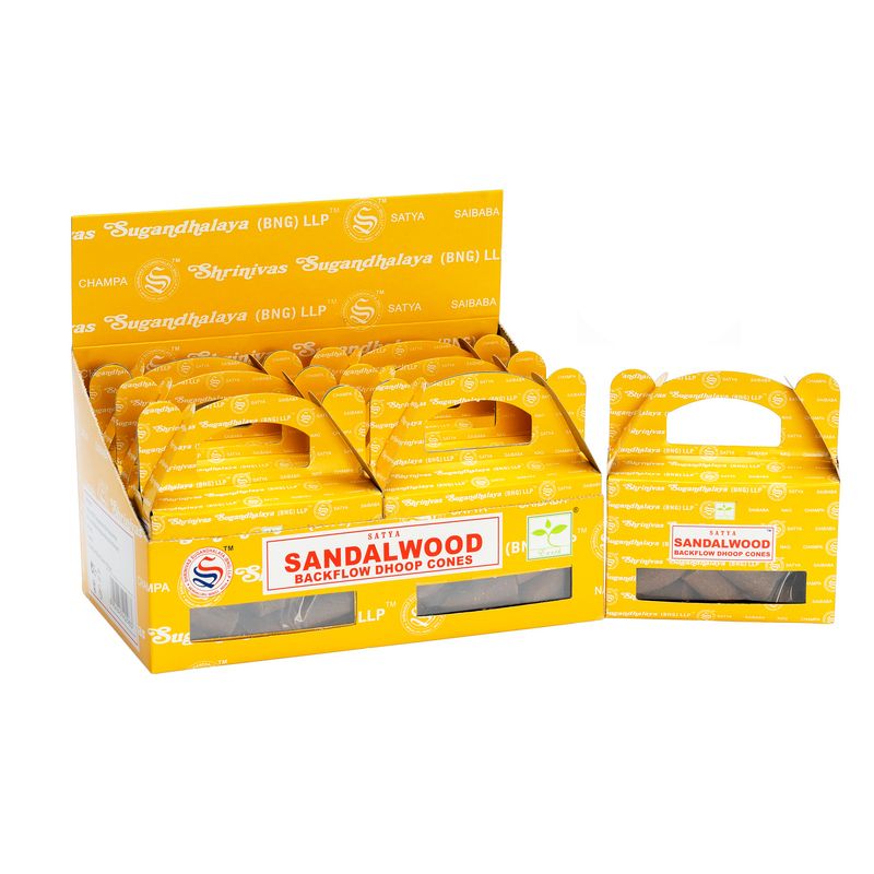 Box of 24 pcs Satya Sandal Wood Backflow Dhoop Cone