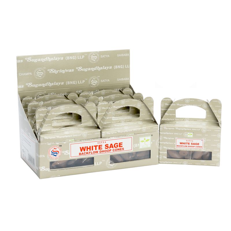Box of 24 pcs Satya White Sage Backflow Dhoop Cone
