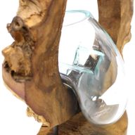 Molten Glass Hanging Art Vase on Wood