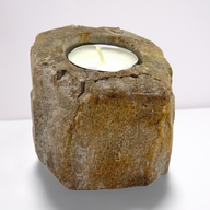 Petrified Wood Candle Holder - Single Low