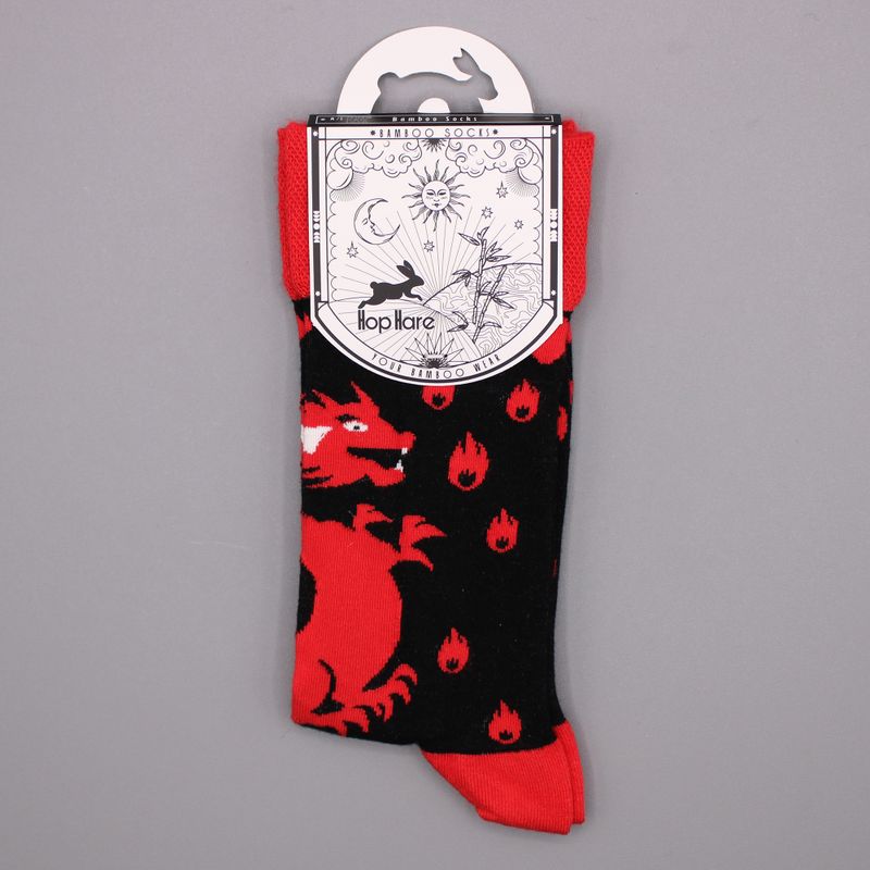 Hop Hare Bamboo Socks  - Red Dragons S/M