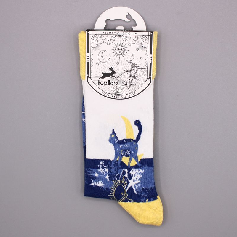 Hop Hare Bamboo Socks - Midnight Cat S/M