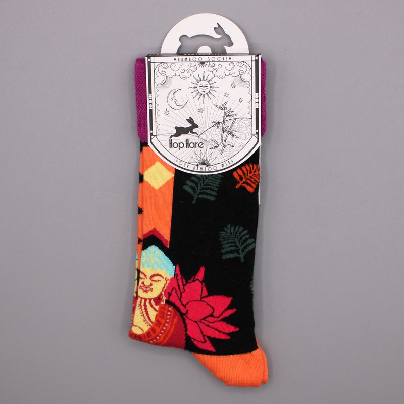 Hop Hare Bamboo Socks - Pink Buddha & Lotus S/M