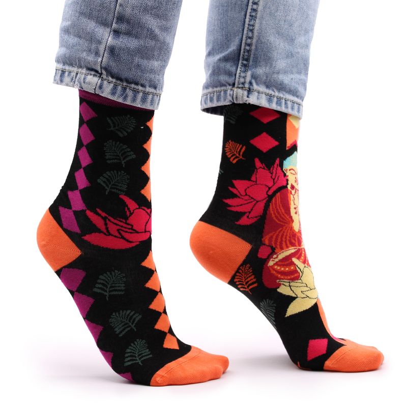 Hop Hare Bamboo Socks - Pink Buddha & Lotus S/M