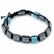 Magnetic Hematite Shamballa Bracelet - Turqoise Cuboids