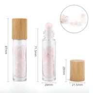 Gemstone Essential Oil Roller Bottle - Rose Quartz - Wooden Cap