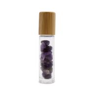 Gemstone Essential Oil Roller Bottle - Amethyst - Wooden Cap