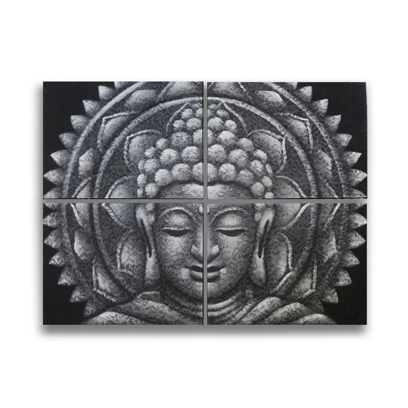 Grey Buddha Mandala Brocade Detail 30x40cm x 4
