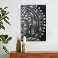 Grey Half Buddha Mandala 60x80cm