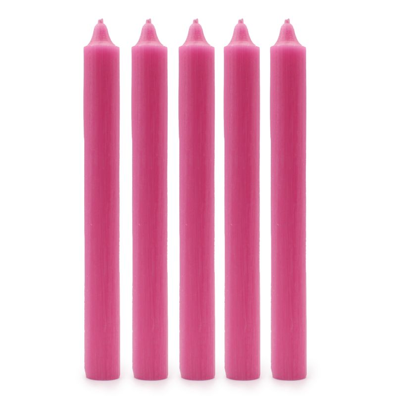 Bulk Solid Colour Dinner Candles - Rustic Deep Pink