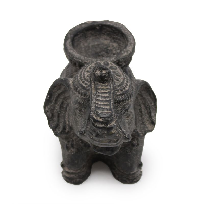 Elephant Incense & Candle Holder - Black Antique