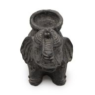 Elephant Incense & Candle Holder - Black Antique