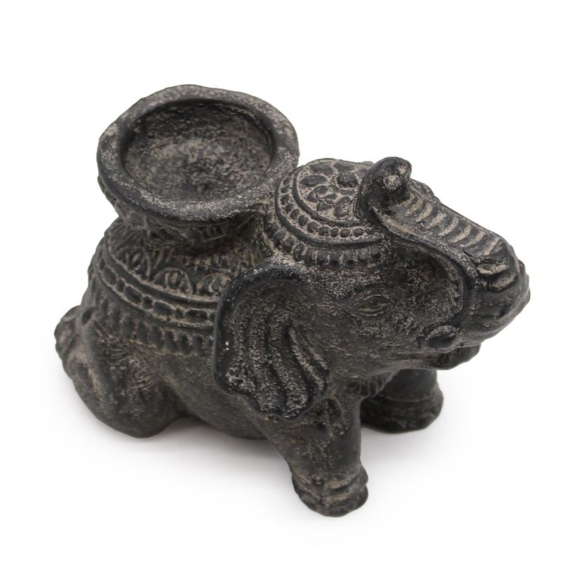 Elephant Incense & Candle Holder - Black Antique