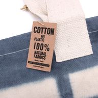 Natural Tie-Dye Cotton Bag (8oz) - 38x42x12cm - Blue Rings - Blue Handle