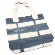 Natural Tie-Dye Cotton Bag (8oz) - 38x42x12cm - Grey Blocks - Natural Handle
