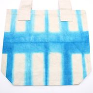 Natural Tie-Dye Cotton Bag (8oz) - 38x42x12cm - Sky Blue Blocks - Natural Handle