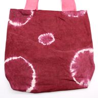 Natural Tie-Dye Cotton Bag (8oz) - 38x42x12cm - Maroon Rings - Pink Handle