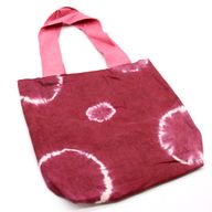 Natural Tie-Dye Cotton Bag (8oz) - 38x42x12cm - Maroon Rings - Pink Handle