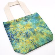 Tye-Dye Cotton Bag (6oz) - 38x42x12cm - Mandala - Green/Blue - Natural Handle