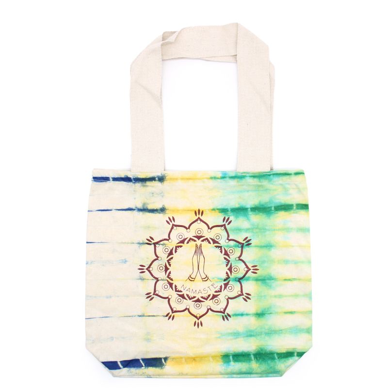Tye-Dye Cotton Bag (6oz) - 38x42x12cm - Namaste Hands - Multi - Natural Handle