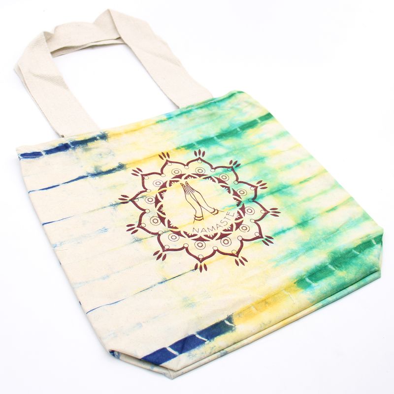 Tye-Dye Cotton Bag (6oz) - 38x42x12cm - Namaste Hands - Multi - Natural Handle