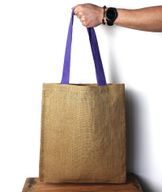 Large Jute Tote Bag - 5 assorted colour handles