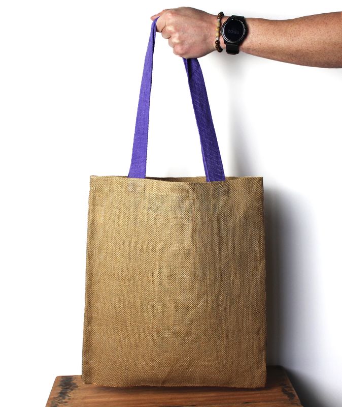 Large Jute Tote Bag - 5 assorted colour handles