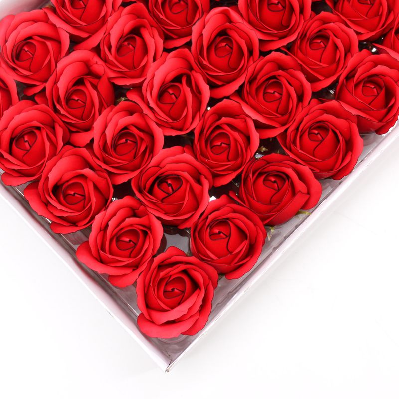 Craft Soap Flowers - Med Rose - Red With Black Rim
