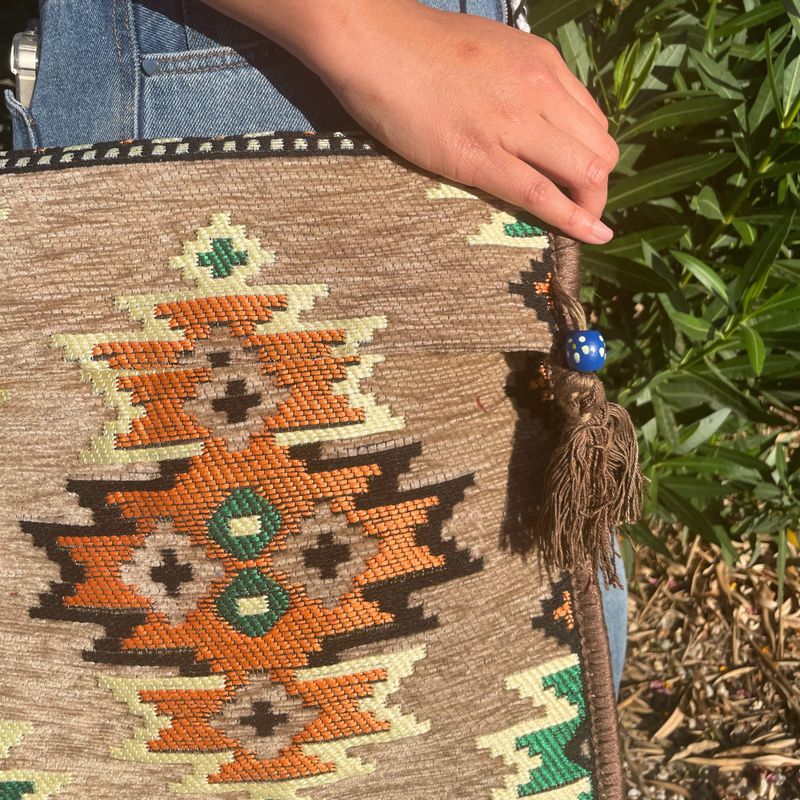 Beige Kilim Messenger Festival Bag