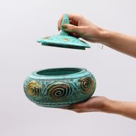 Turquoise Squat Sweet Jar