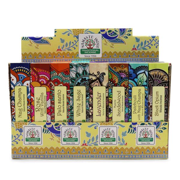 Namaste Mandala Masala Incense Display Pack (6x8 Fragrance)