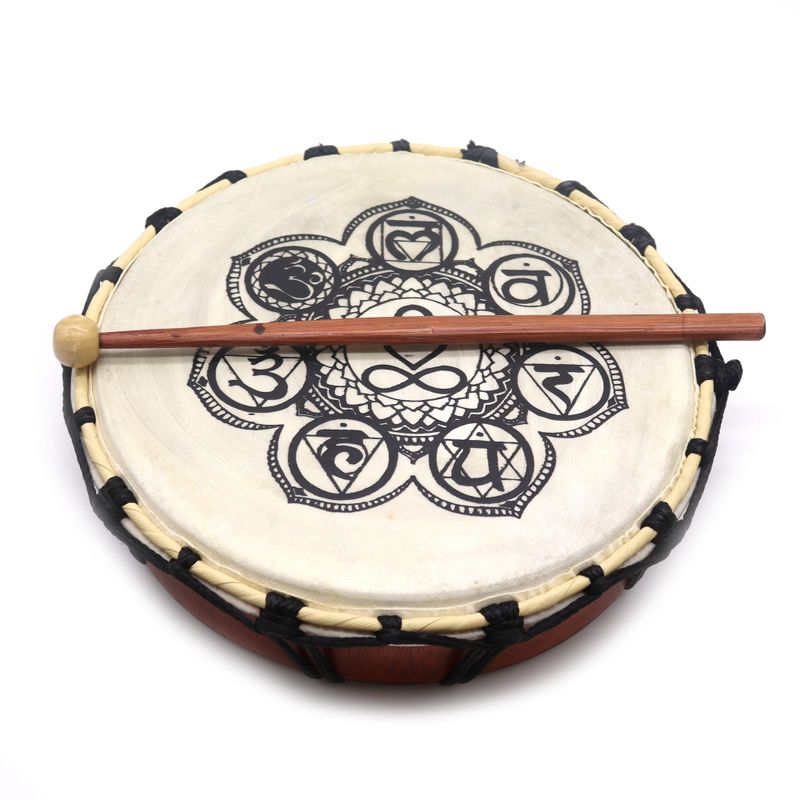 Chakra Shamanic Drum with 1x Stick - 25cm