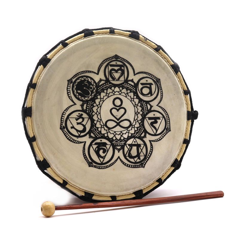 Chakra Shamanic Drum with 1x Stick - 25cm