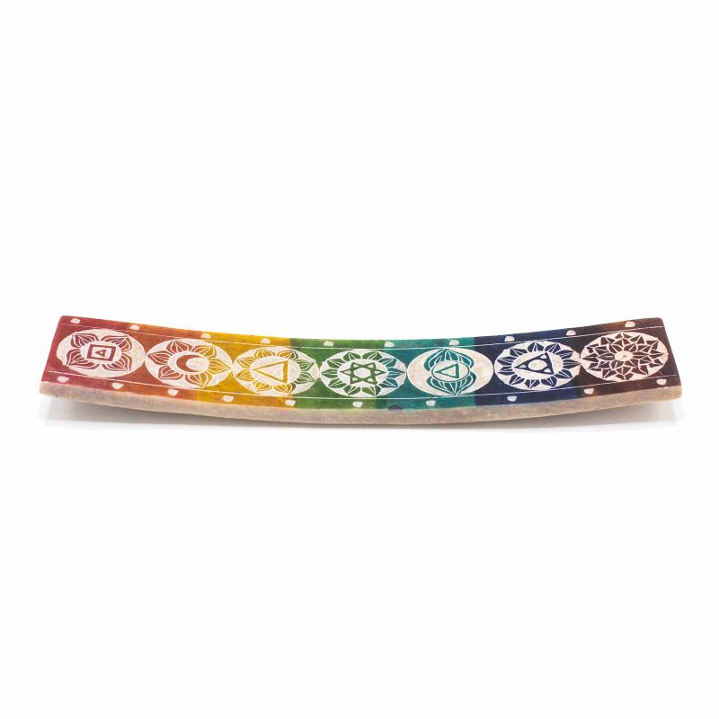 Soapstone Seven Chakra Incense Holder - 26x5cm