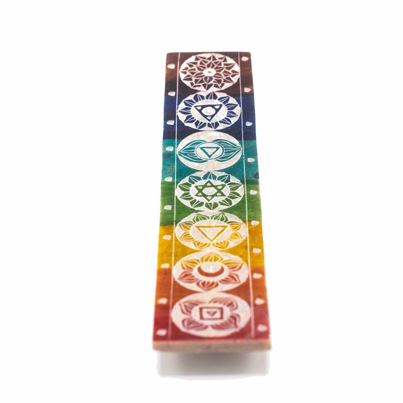 Soapstone Seven Chakra Incense Holder - 26x5cm