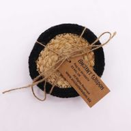Natural Coaster - Jute & Cotton 10cm (set of 4) - Black Border