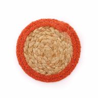 Natural Coaster - Jute & Cotton 10cm (set of 4) - Clay Border