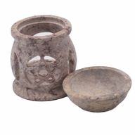 Small Soapstone Oil Burner 8cm - Three Moon Pentagram